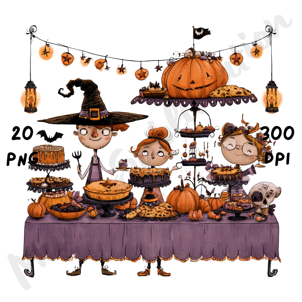 Whimsical Halloween Bakery Clipart