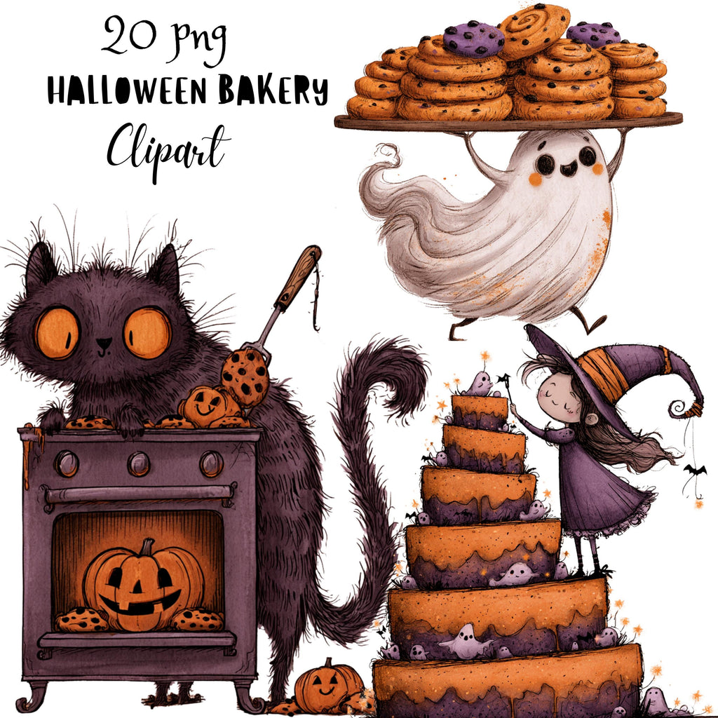 Whimsical Halloween Bakery Clipart
