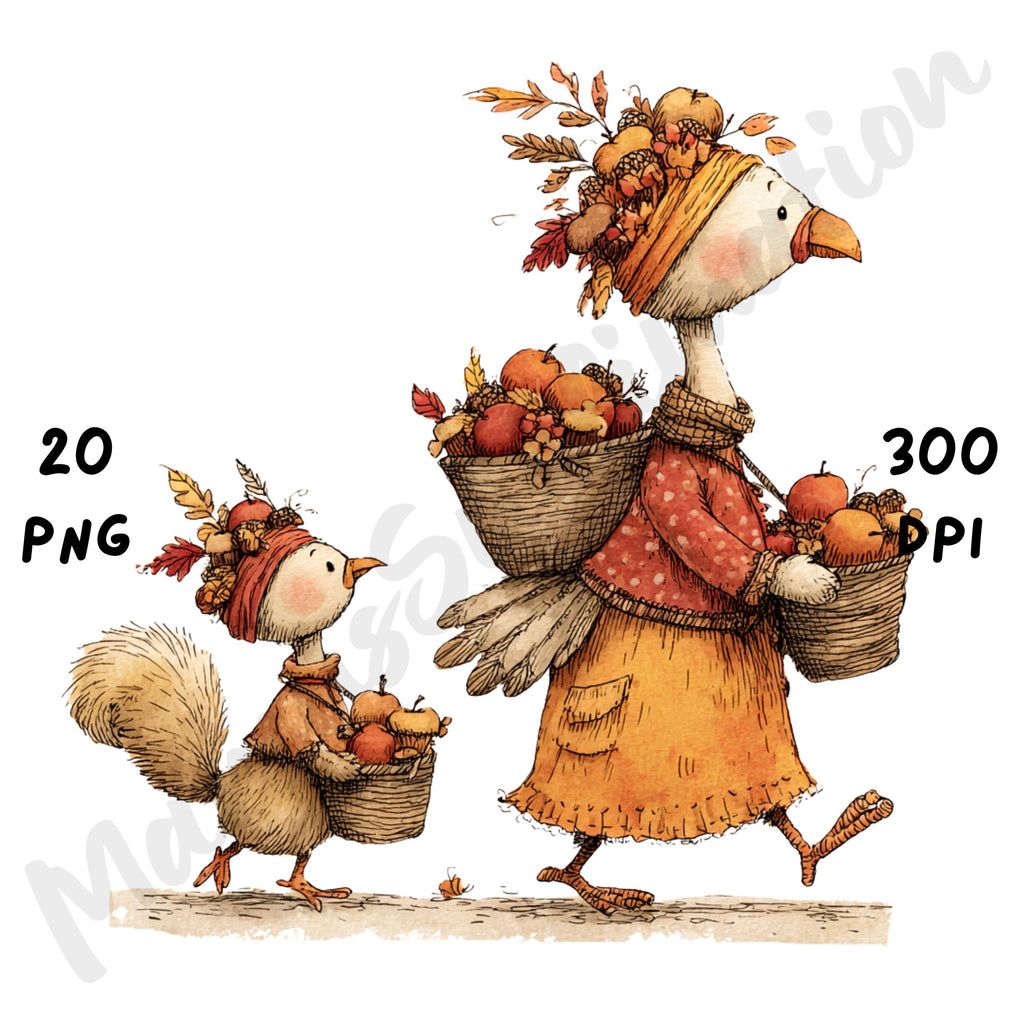 Whimsical Fall Turkey Clipart