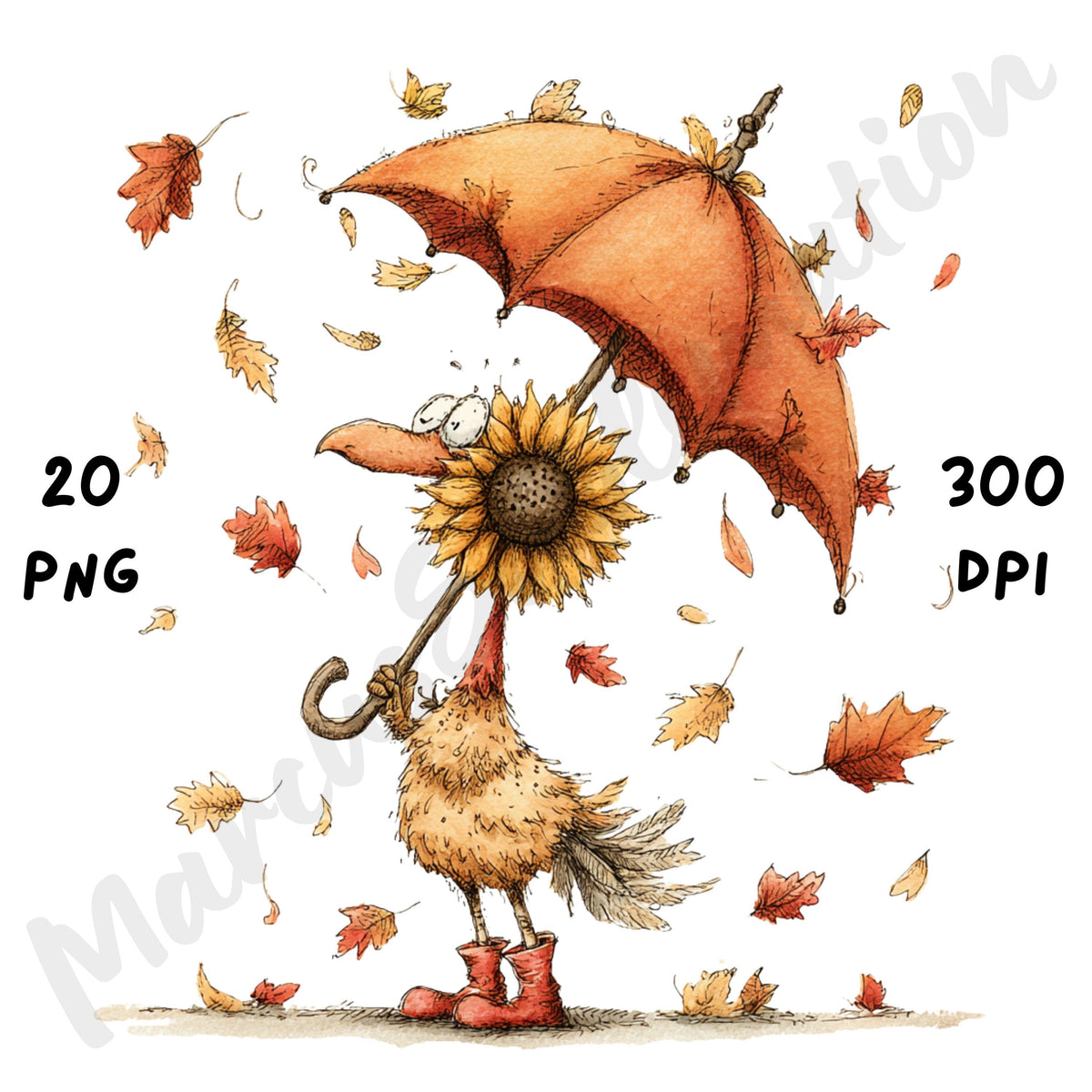 Whimsical Fall Turkey Clipart