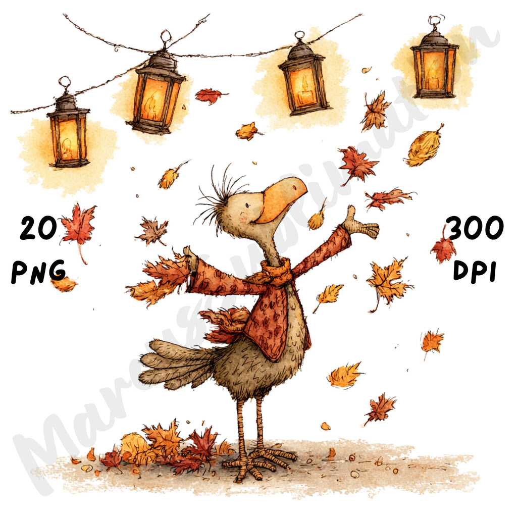Whimsical Fall Turkey Clipart