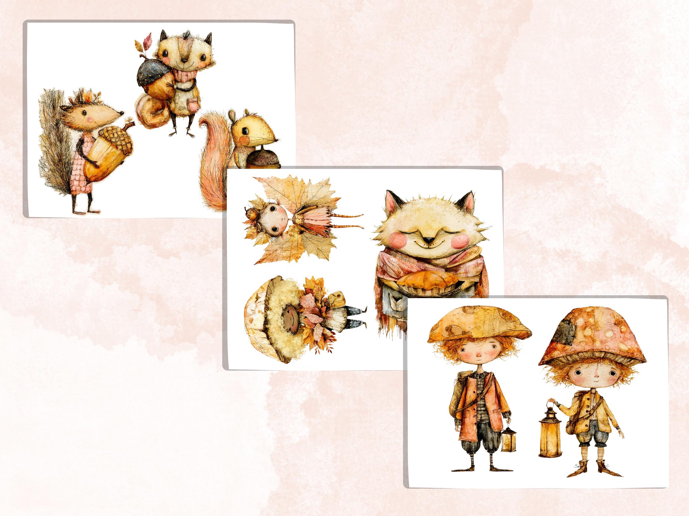 Quirky Fall Fussy Cuts & Clipart, Printable Autumn Cut Outs, Whimsical Fall Ephemera, Junk Journal Scrapbook Kit, Cozy Paper Craft