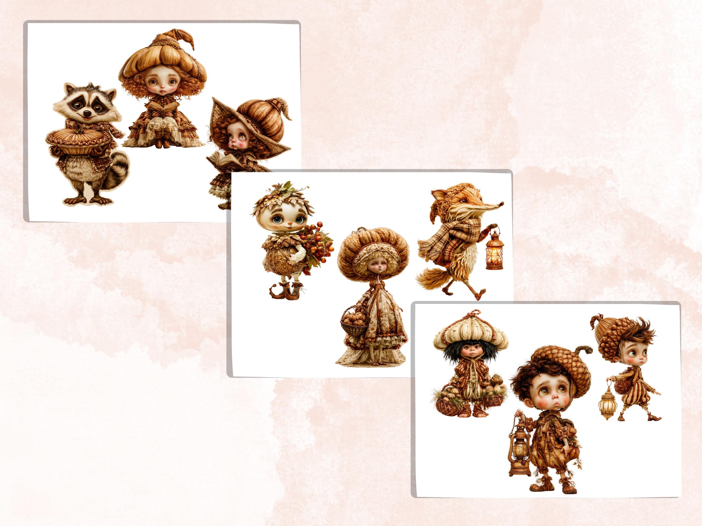 Whimsy Fall Fussy Cuts & Clipart, Quirky Autumn Cut Outs, Whimsical Fall Ephemera, Junk Journal Scrapbook Kit