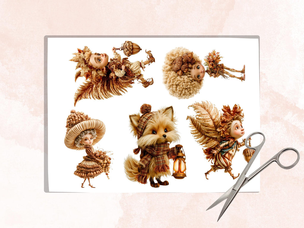 Whimsy Fall Fussy Cuts & Clipart, Quirky Autumn Cut Outs, Whimsical Fall Ephemera, Junk Journal Scrapbook Kit