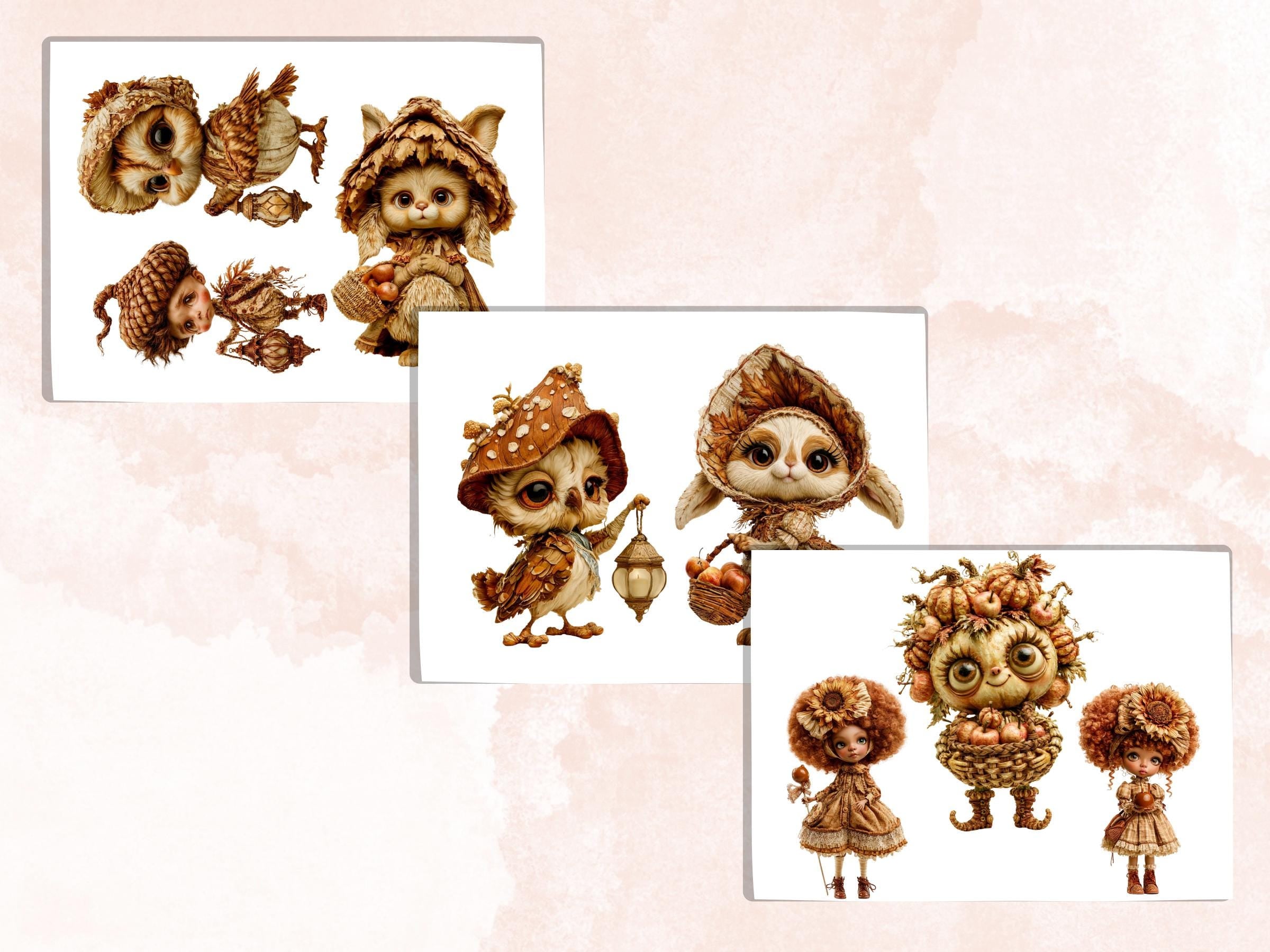 Whimsy Fall Fussy Cuts & Clipart, Quirky Autumn Cut Outs, Whimsical Fall Ephemera, Junk Journal Scrapbook Kit