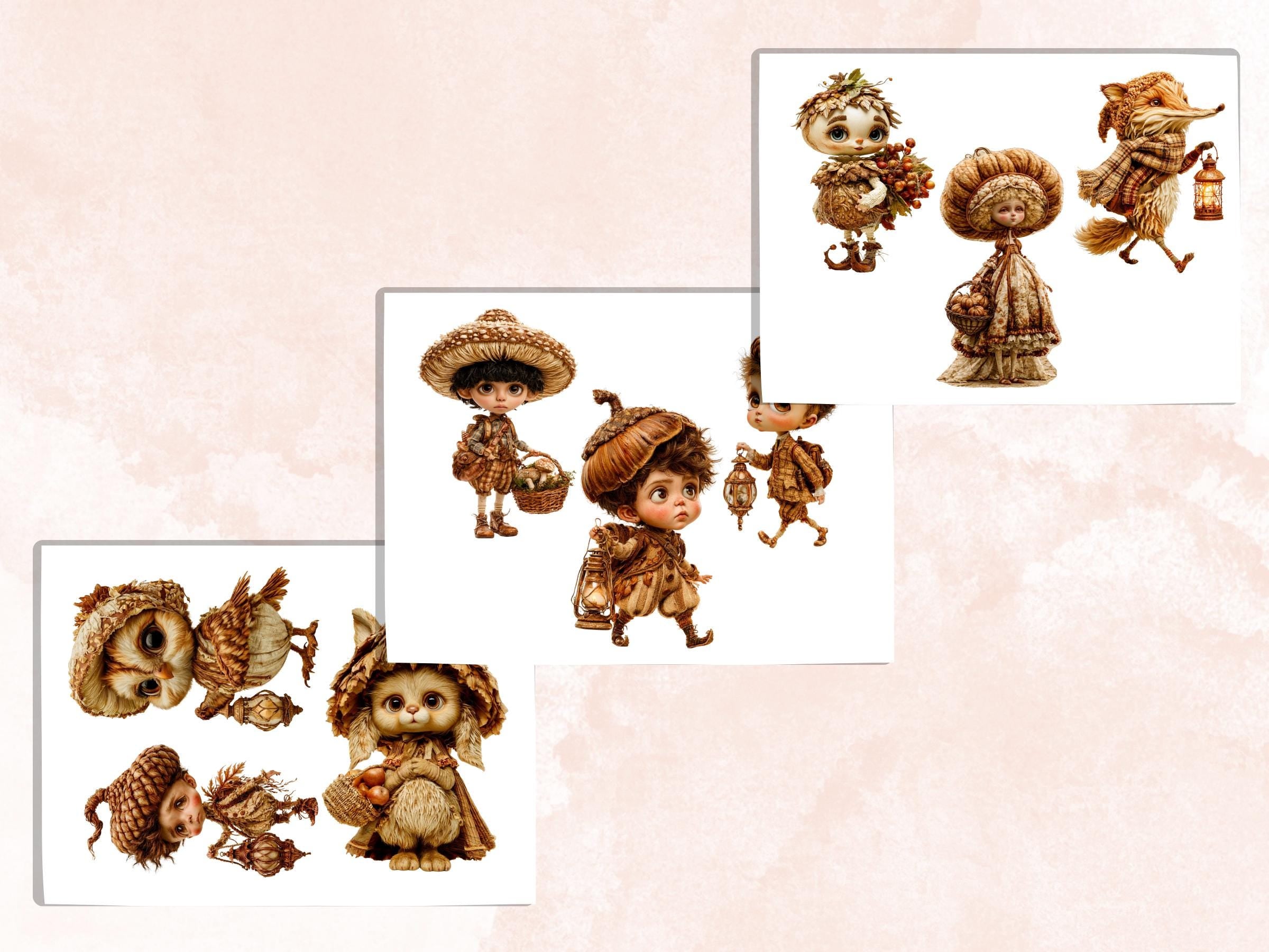 Whimsy Fall Fussy Cuts & Clipart, Quirky Autumn Cut Outs, Whimsical Fall Ephemera, Junk Journal Scrapbook Kit