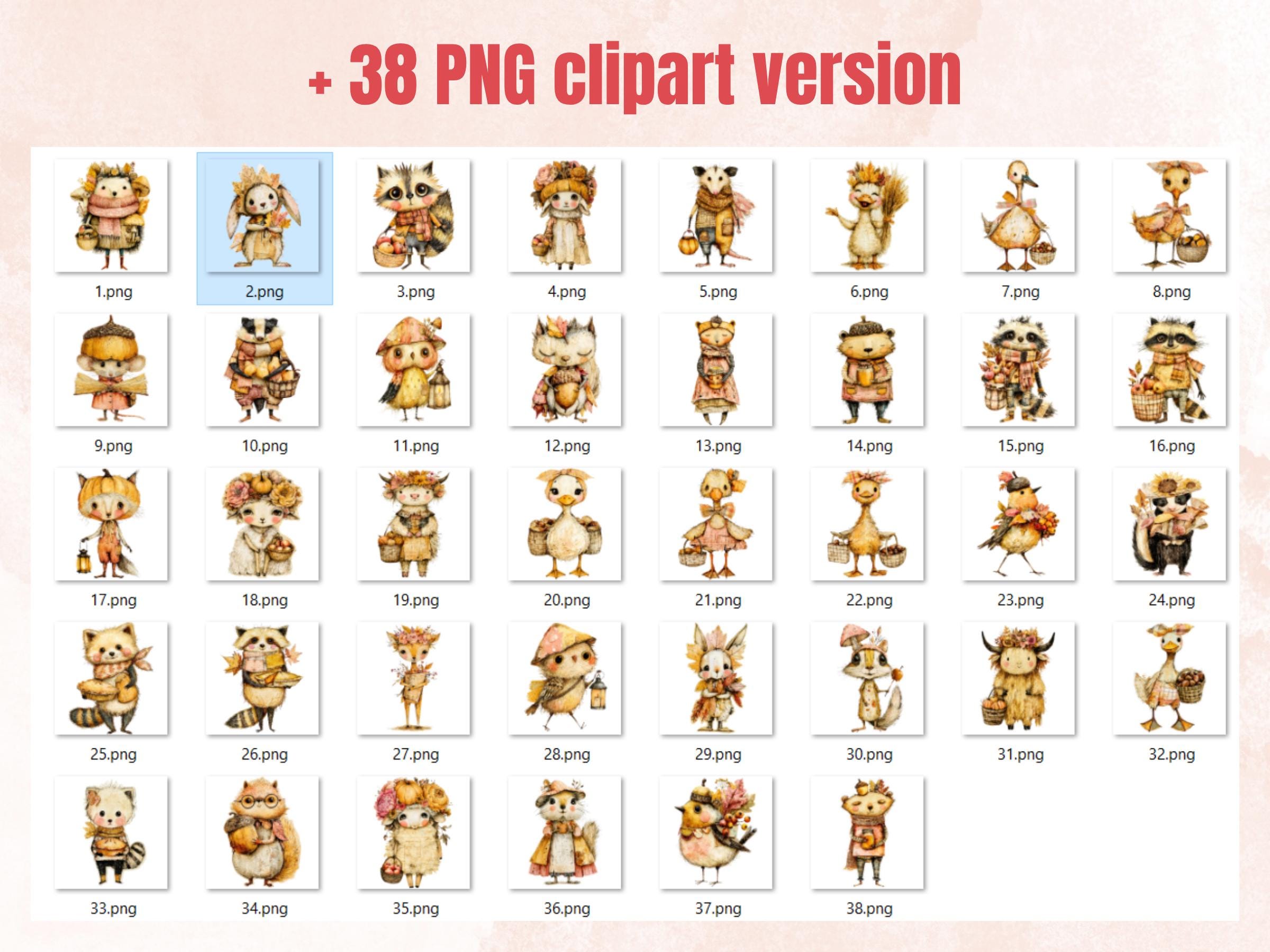 Fall Animals Fussy Cuts & Clipart, Whimsy Autumn Animal Cut Outs, Woodland Ephemera, Junk Journal Scrapbook Kit