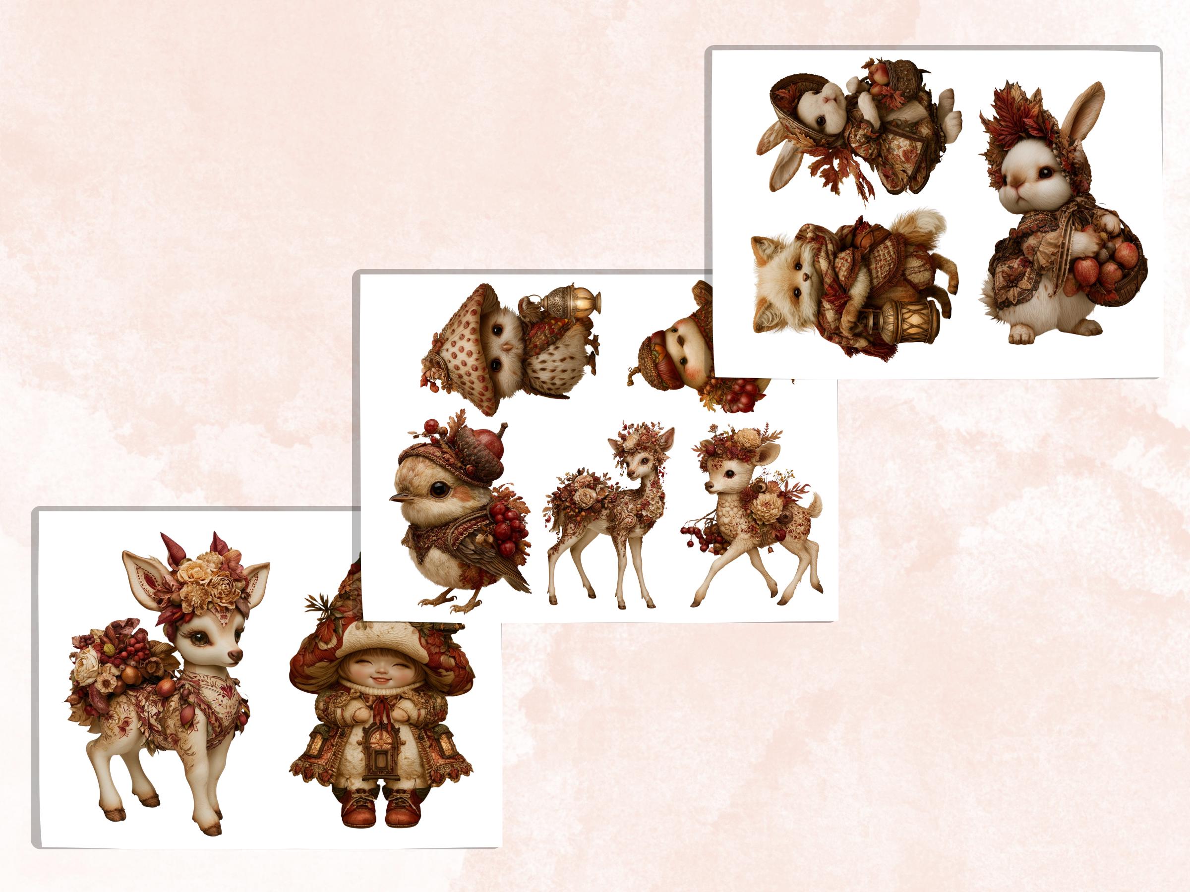 Fall Woodland Fussy Cuts & Clipart, Quirky Woodland Cut Outs, Autumn Forest Ephemera, Junk Journal Scrapbook Kit
