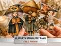 Fall Witch Fussy Cuts & Clipart, Printable Witchcraft Cut Outs, Autumn Halloween Ephemera, Junk Journal Scrapbook Kit