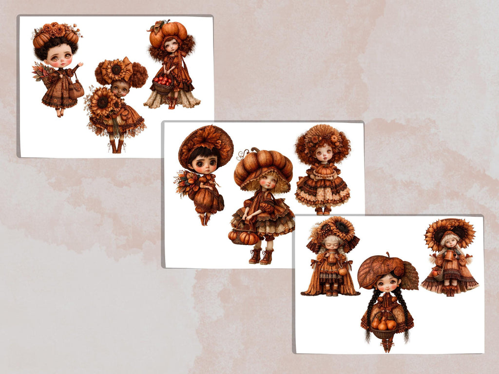 Fall Girls Fussy Cuts & Clipart, Quirky Autumn Girl Cut Outs, Fall Ephemera, Junk Journal Scrapbook Kit, Printable Paper Craft