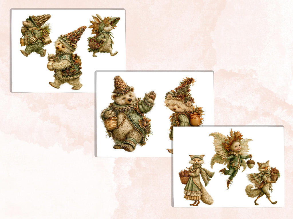Fall Forest Fussy Cuts & Clipart, Quirky Forest Cut Outs, Autumn Woodland Ephemera, Junk Journal Scrapbook Kit