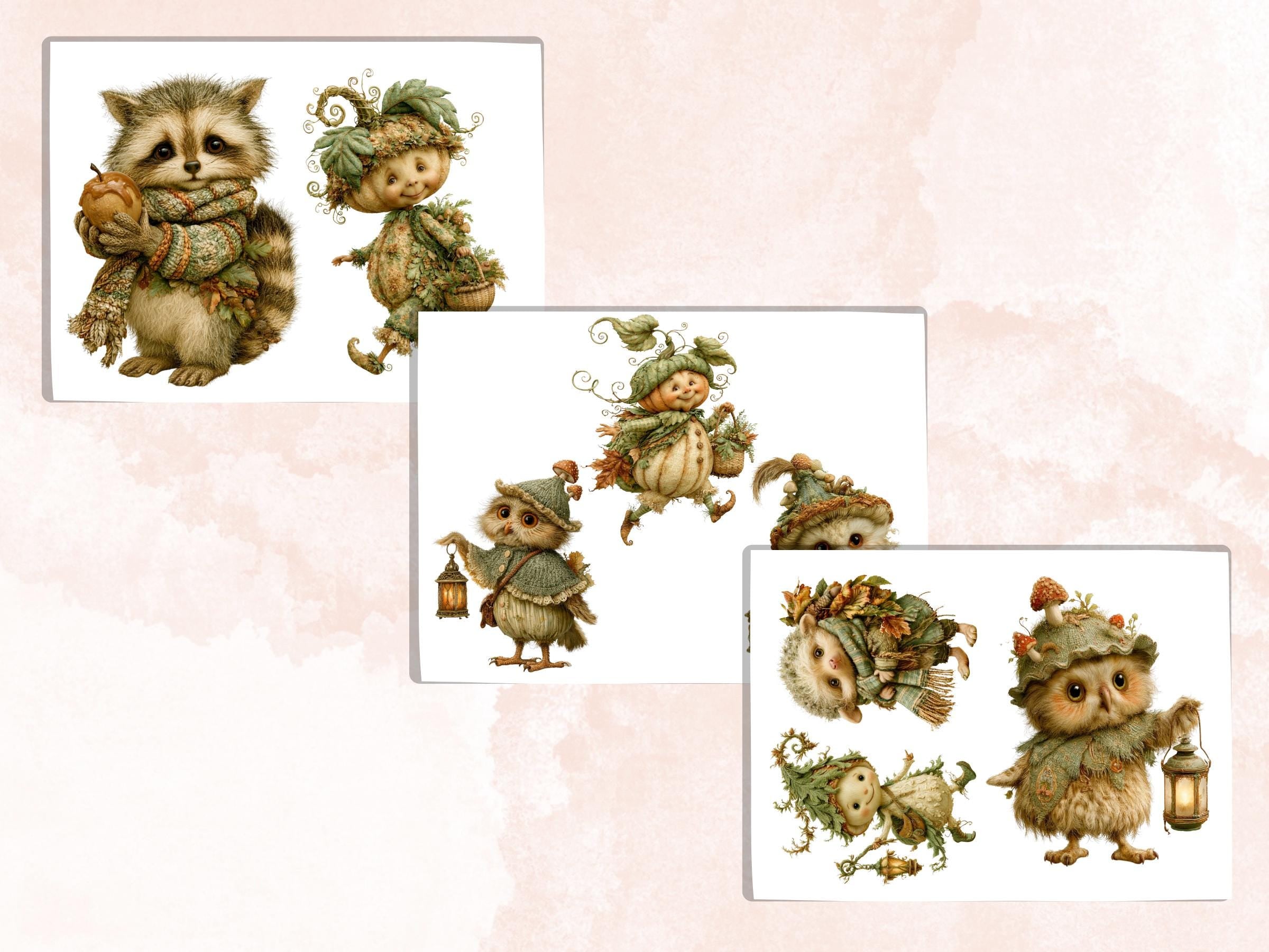 Fall Forest Fussy Cuts & Clipart, Quirky Forest Cut Outs, Autumn Woodland Ephemera, Junk Journal Scrapbook Kit
