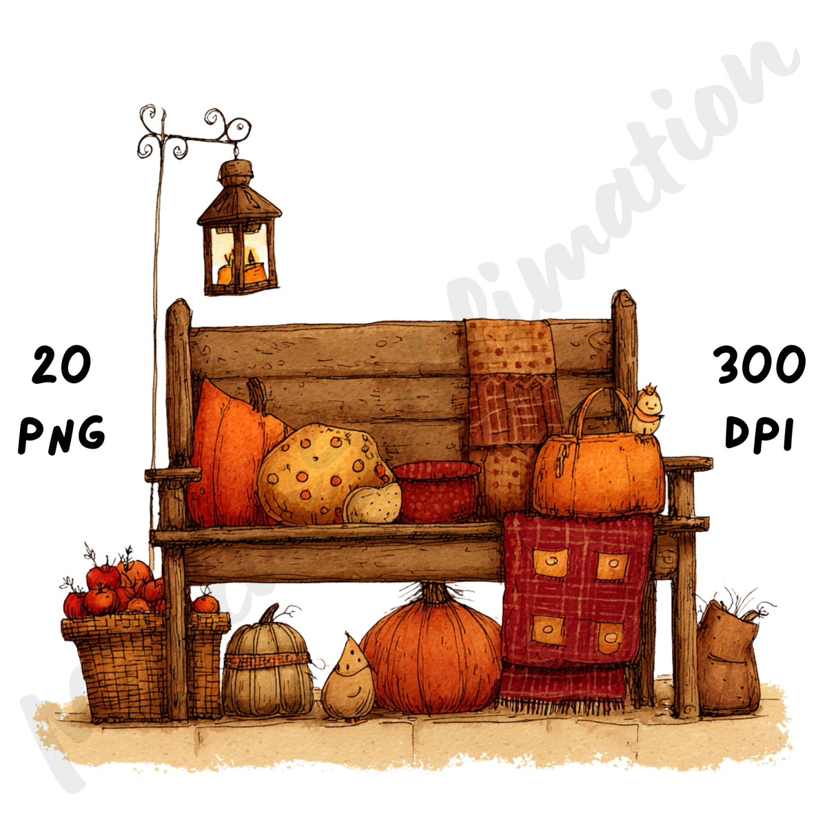 Whimsical Cozy Fall Corner Clipart