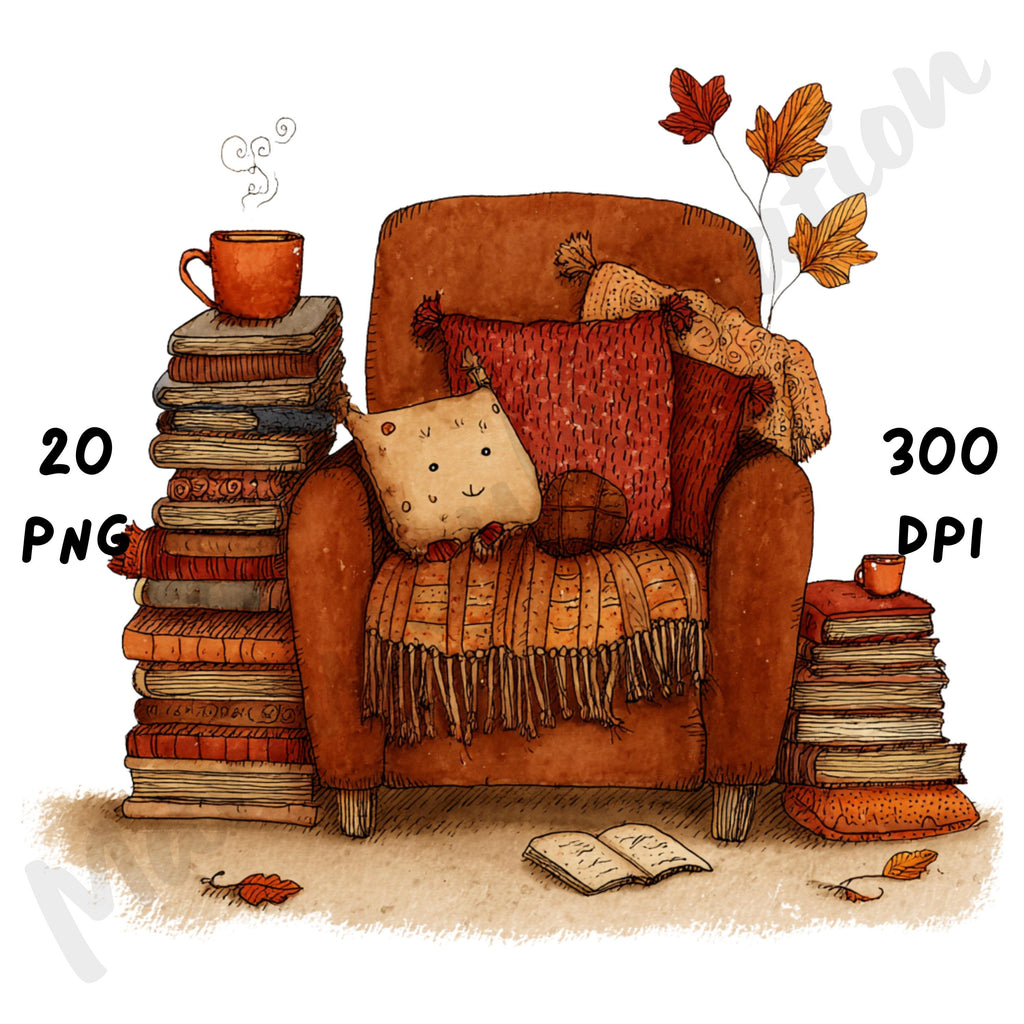 Whimsical Cozy Fall Corner Clipart