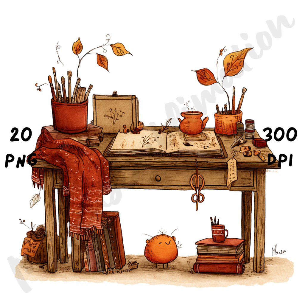 Whimsical Cozy Fall Corner Clipart