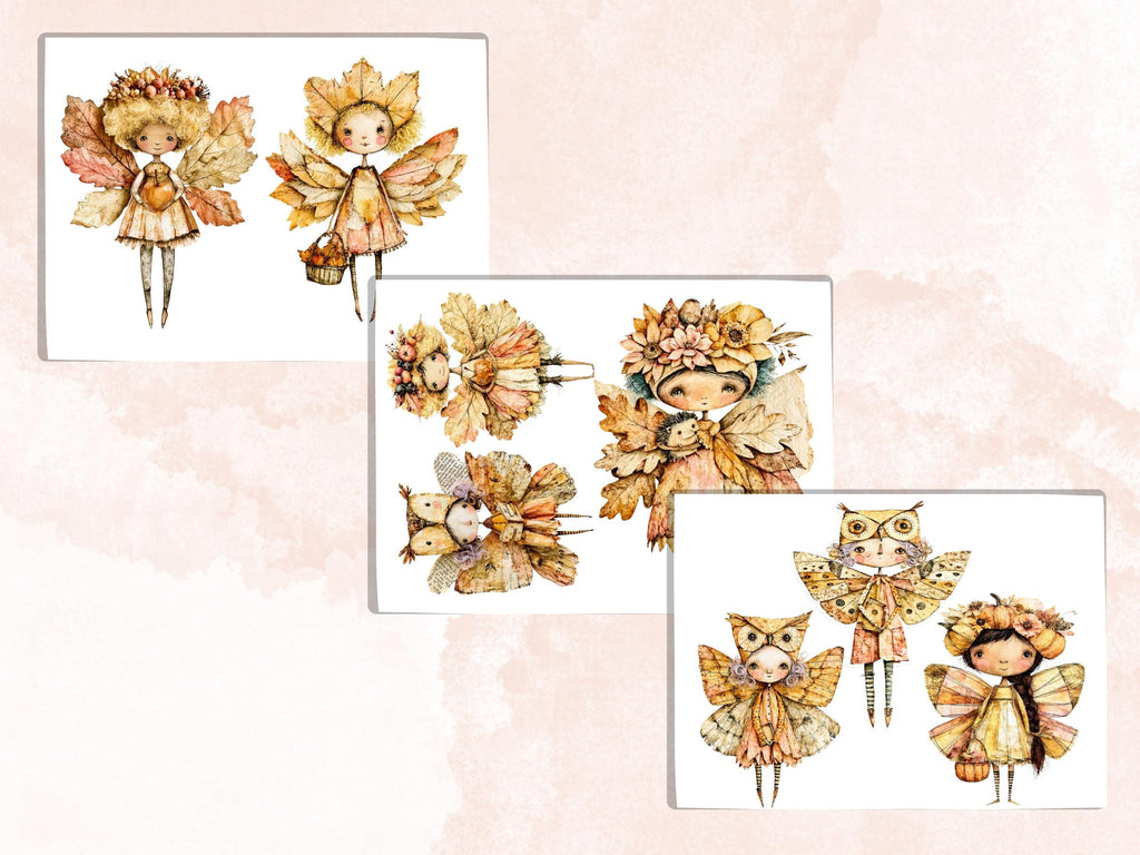 Fall Fairy Fussy Cuts & Clipart, Quirky Autumn Fairy Cut Outs, Fantasy Ephemera, Junk Journal Scrapbook Kit, Magical Paper Craft