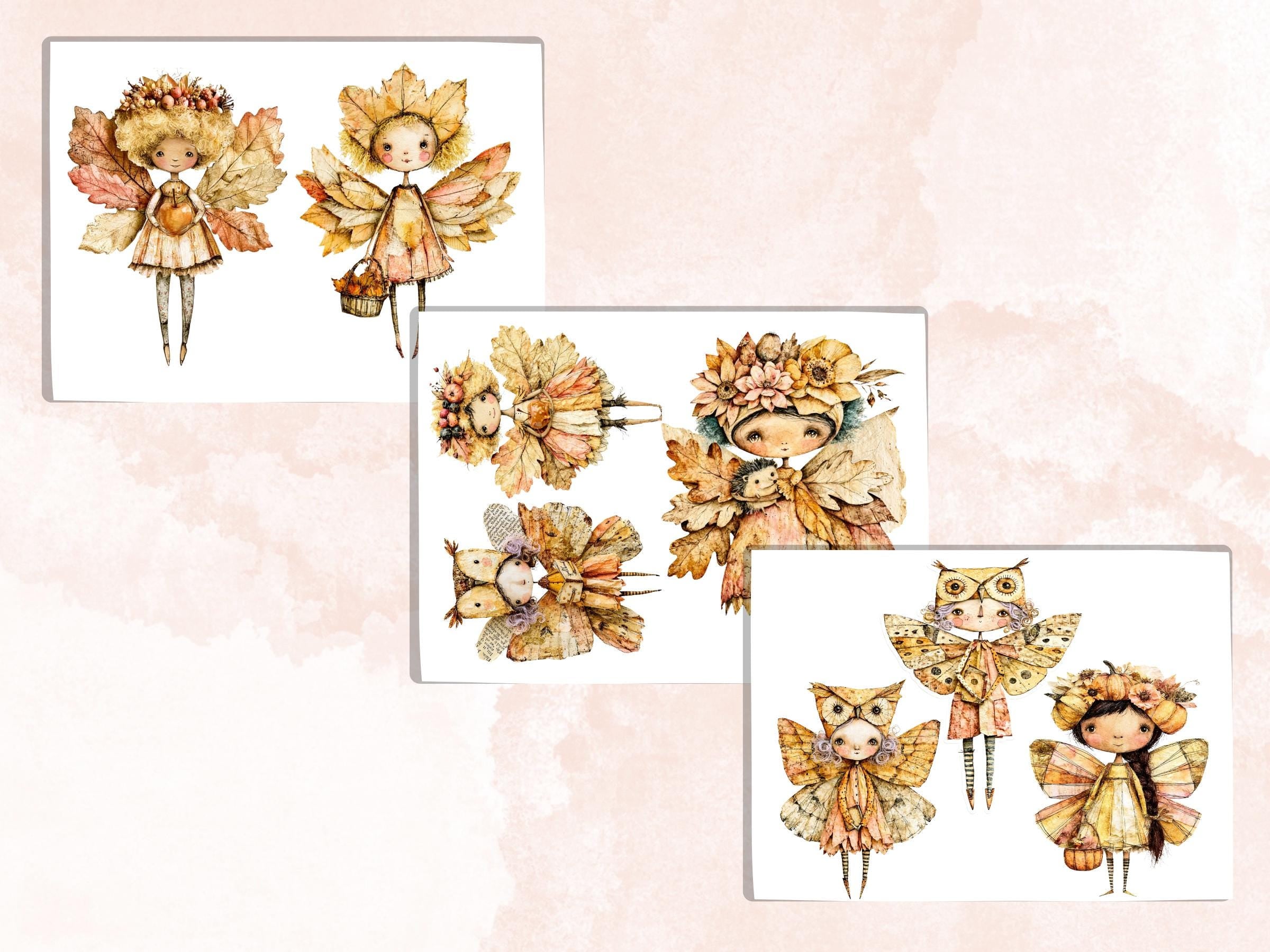 Fall Fairy Fussy Cuts & Clipart, Quirky Autumn Fairy Cut Outs, Fantasy Ephemera, Junk Journal Scrapbook Kit, Magical Paper Craft