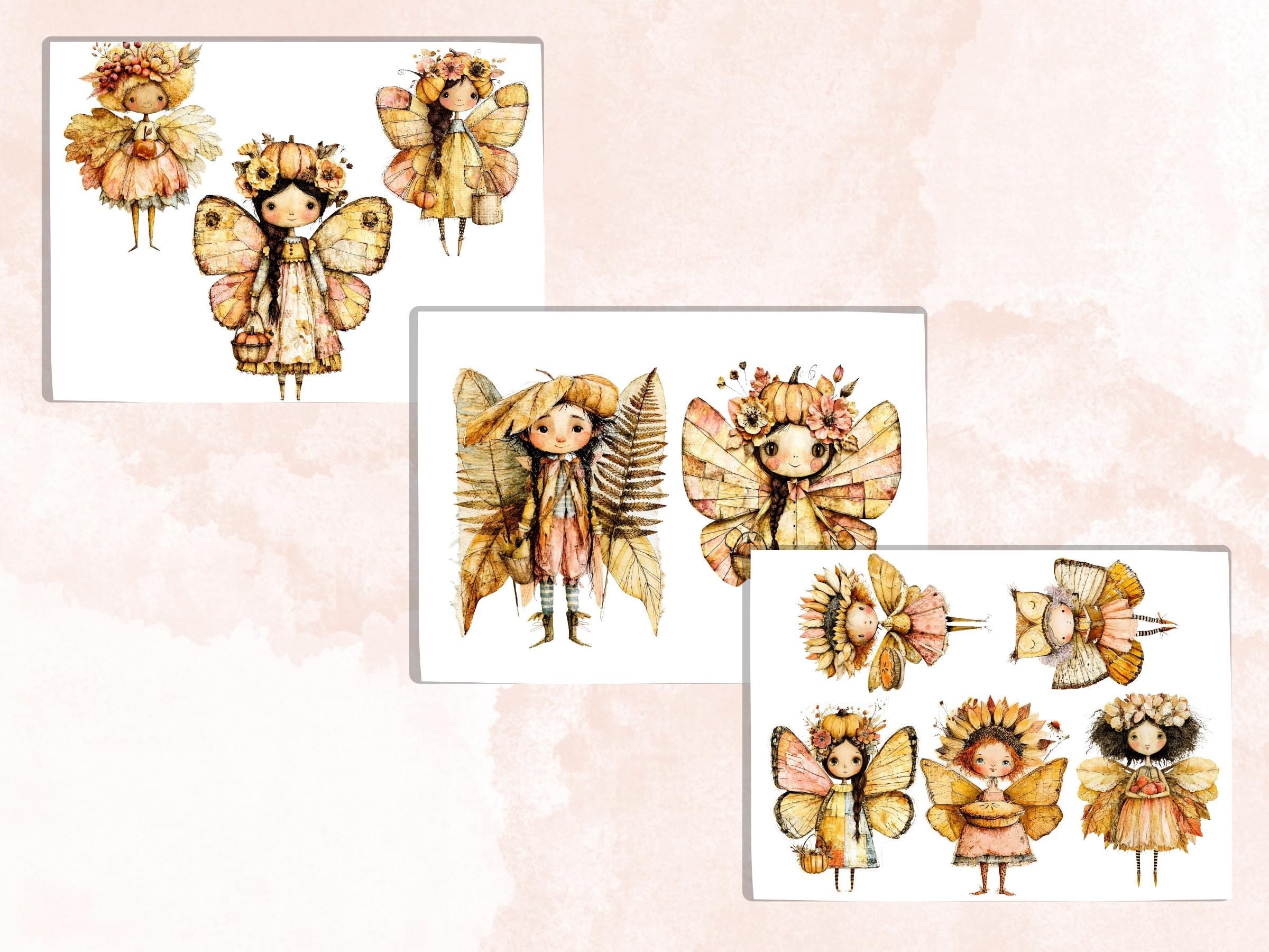 Fall Fairy Fussy Cuts & Clipart, Quirky Autumn Fairy Cut Outs, Fantasy Ephemera, Junk Journal Scrapbook Kit, Magical Paper Craft
