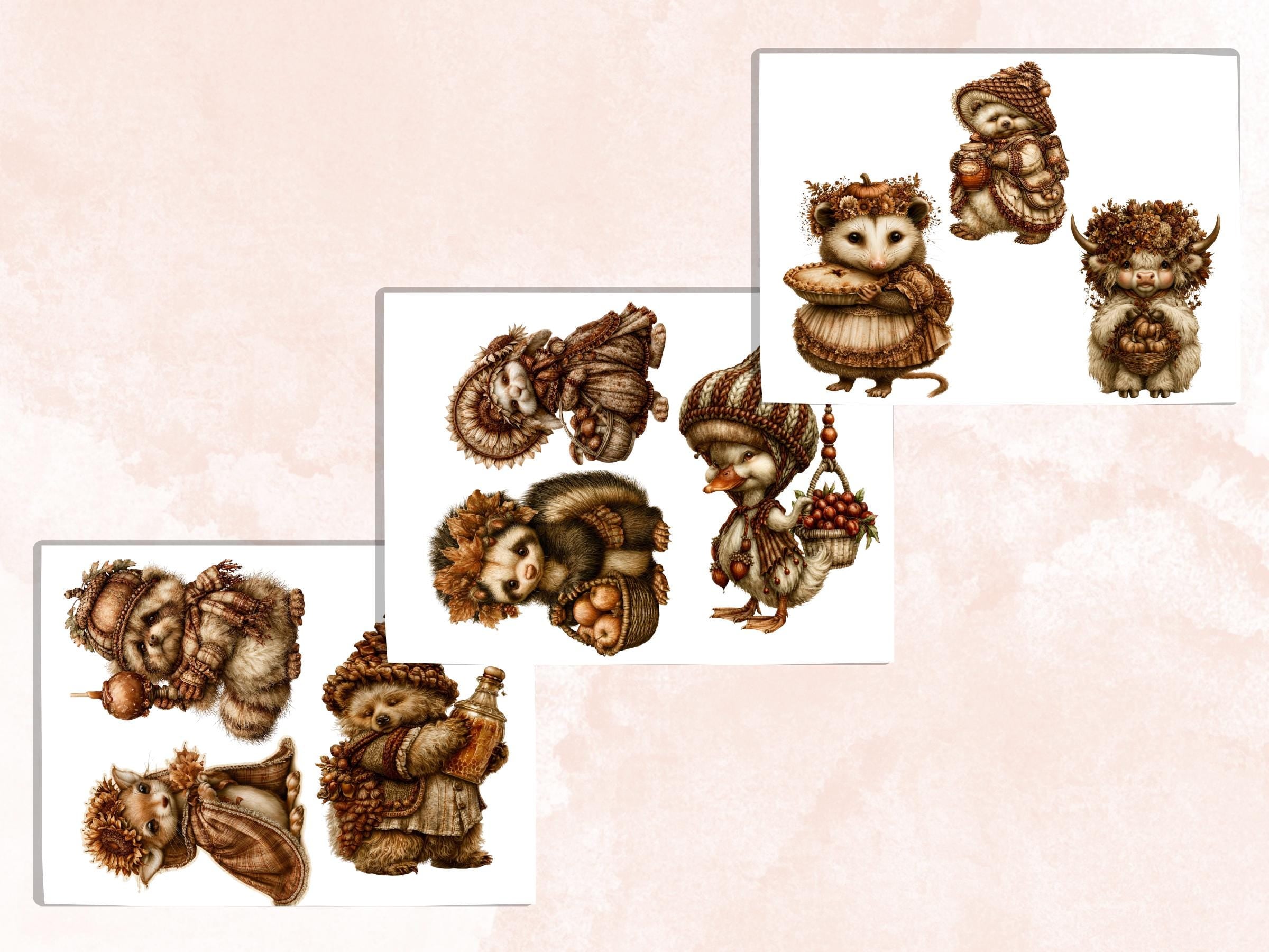 Fall Animals Fussy Cuts & Clipart, Whimsical Autumn Animal Cut Outs, Woodland Ephemera, Junk Journal Scrapbook Kit, Quirky Paper Craft