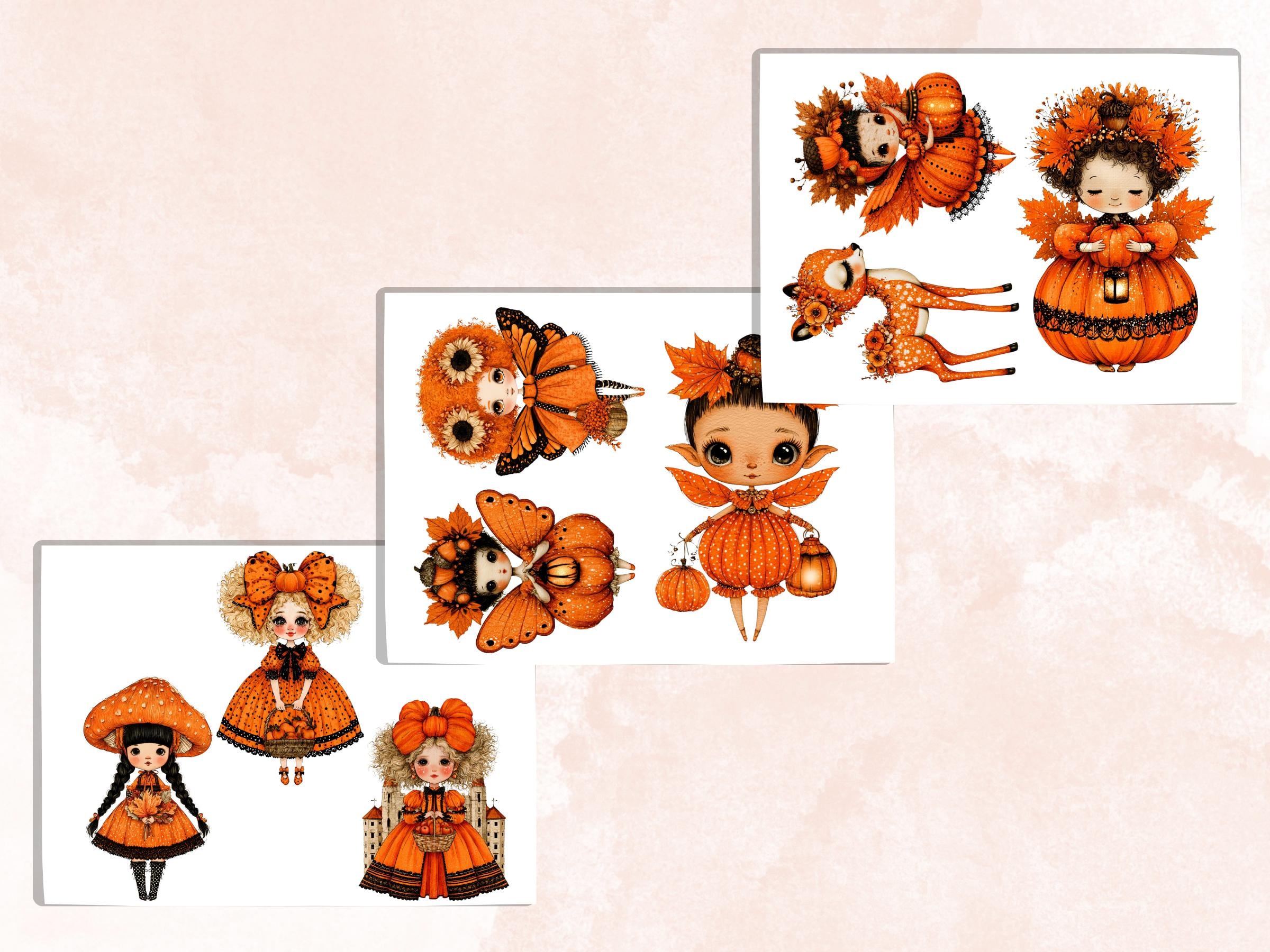 Fall Cuties Fussy Cuts & Clipart, Whimsy Autumn Cut Outs, Quirky Fall Ephemera, Junk Journal Scrapbook Kit, Cozy Paper Craft