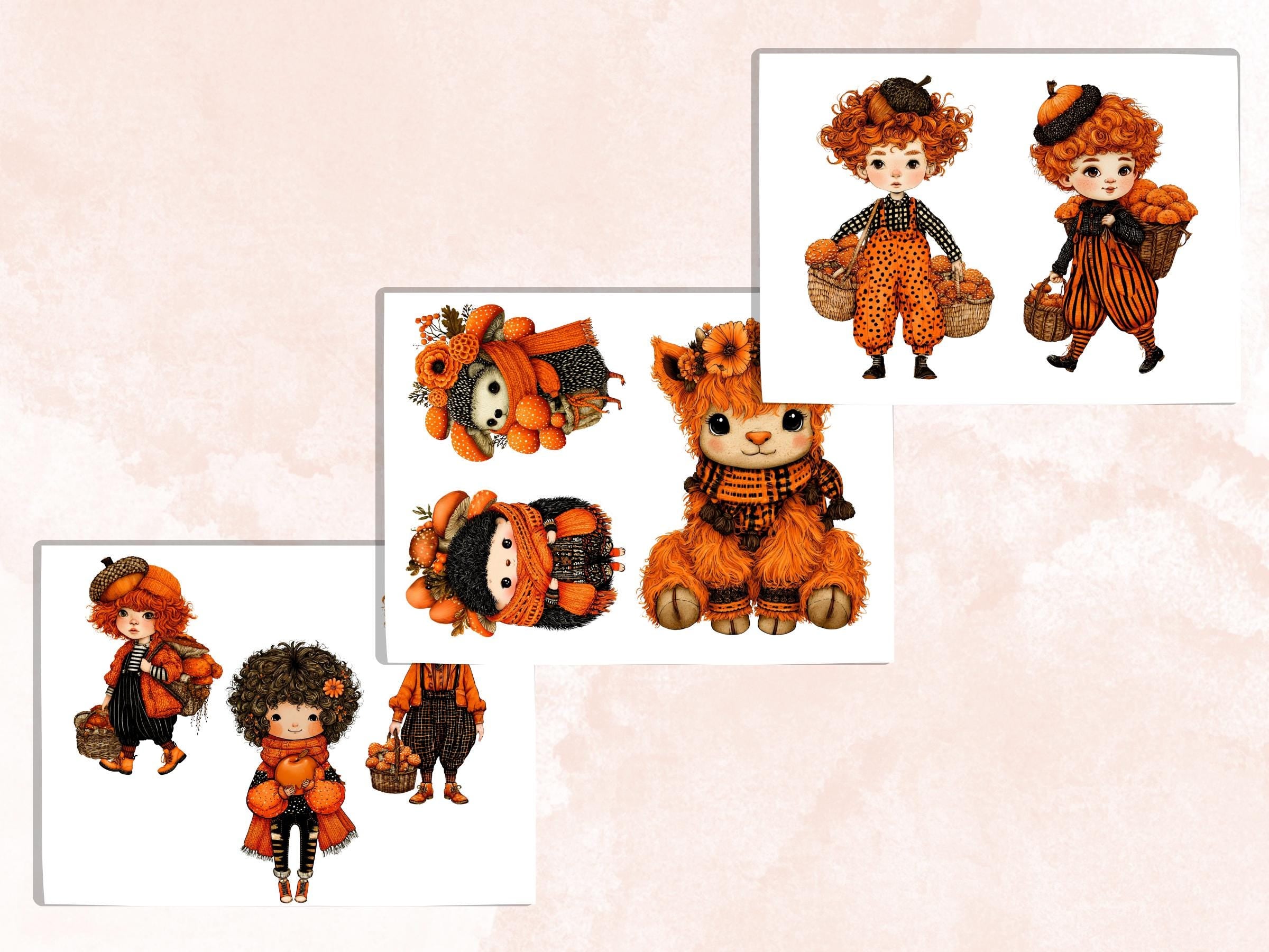 Fall Cuties Fussy Cuts & Clipart, Whimsy Autumn Cut Outs, Quirky Fall Ephemera, Junk Journal Scrapbook Kit, Cozy Paper Craft