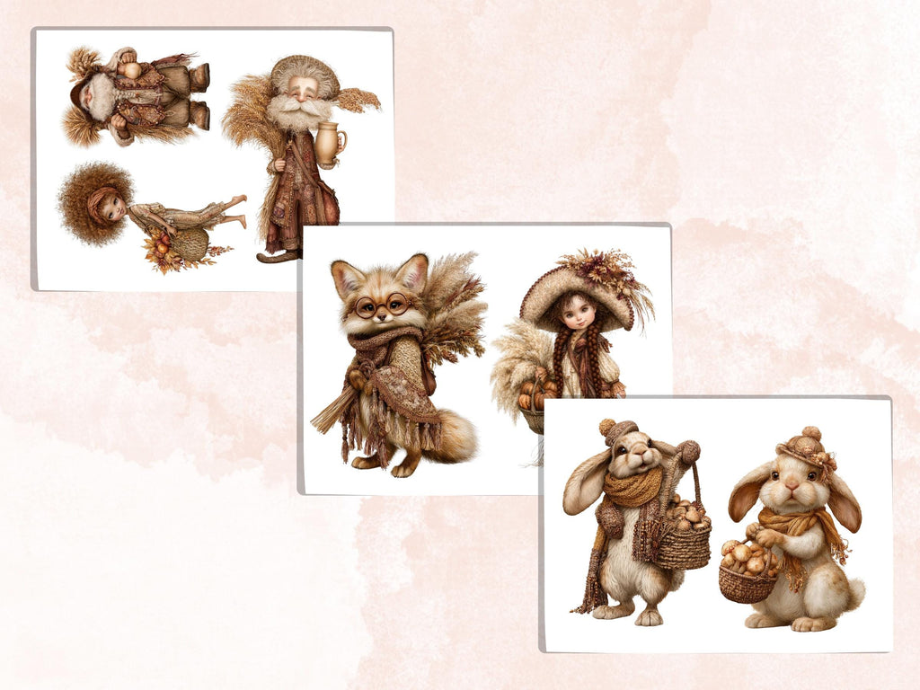 Boho Fall Fussy Cuts & Clipart, Printable Autumn Boho Cut Outs, Bohemian Ephemera, Junk Journal Scrapbook Kit, Whimsical Paper Craft