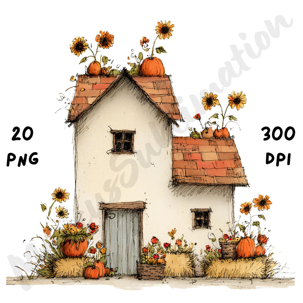 Whimsical Fall House Clipart