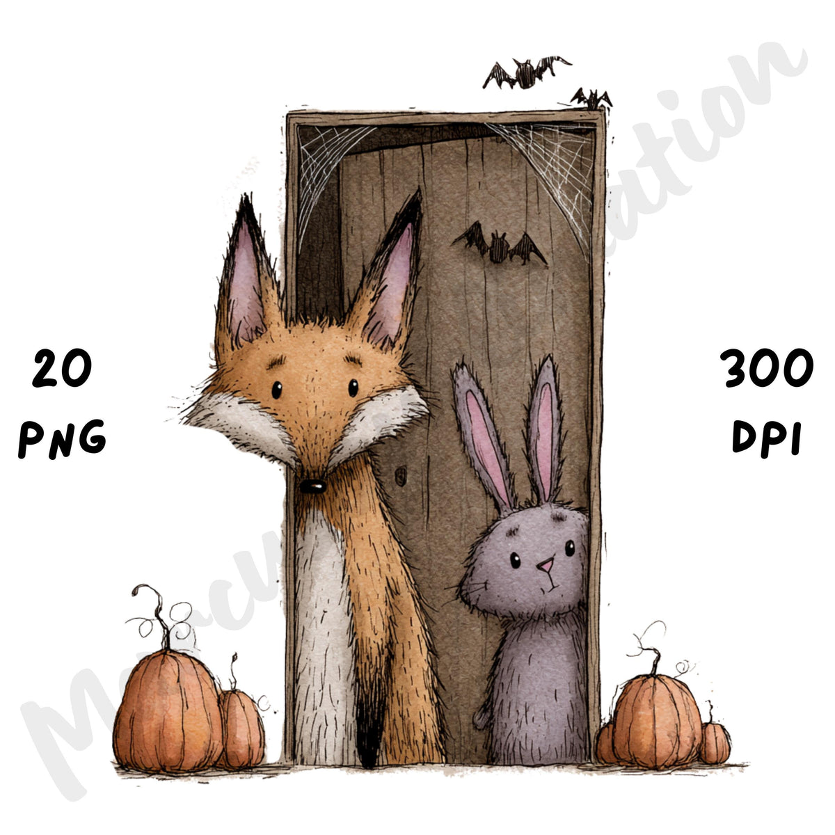 Whimsical Halloween Peeking Animals Clipart