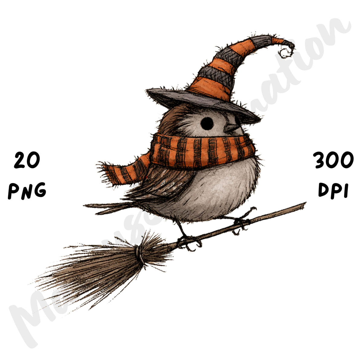 Whimsical Halloween Birds Clipart