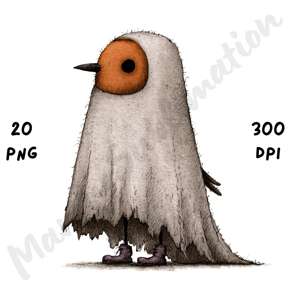 Whimsical Halloween Birds Clipart