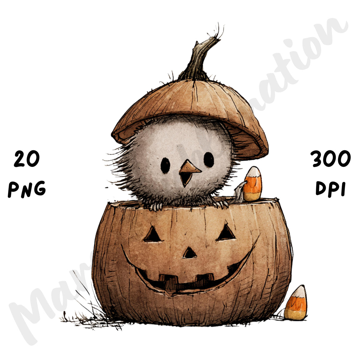 Whimsical Halloween Birds Clipart