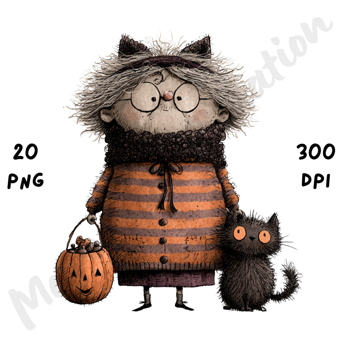 Whimsical Halloween Grandma Clipart