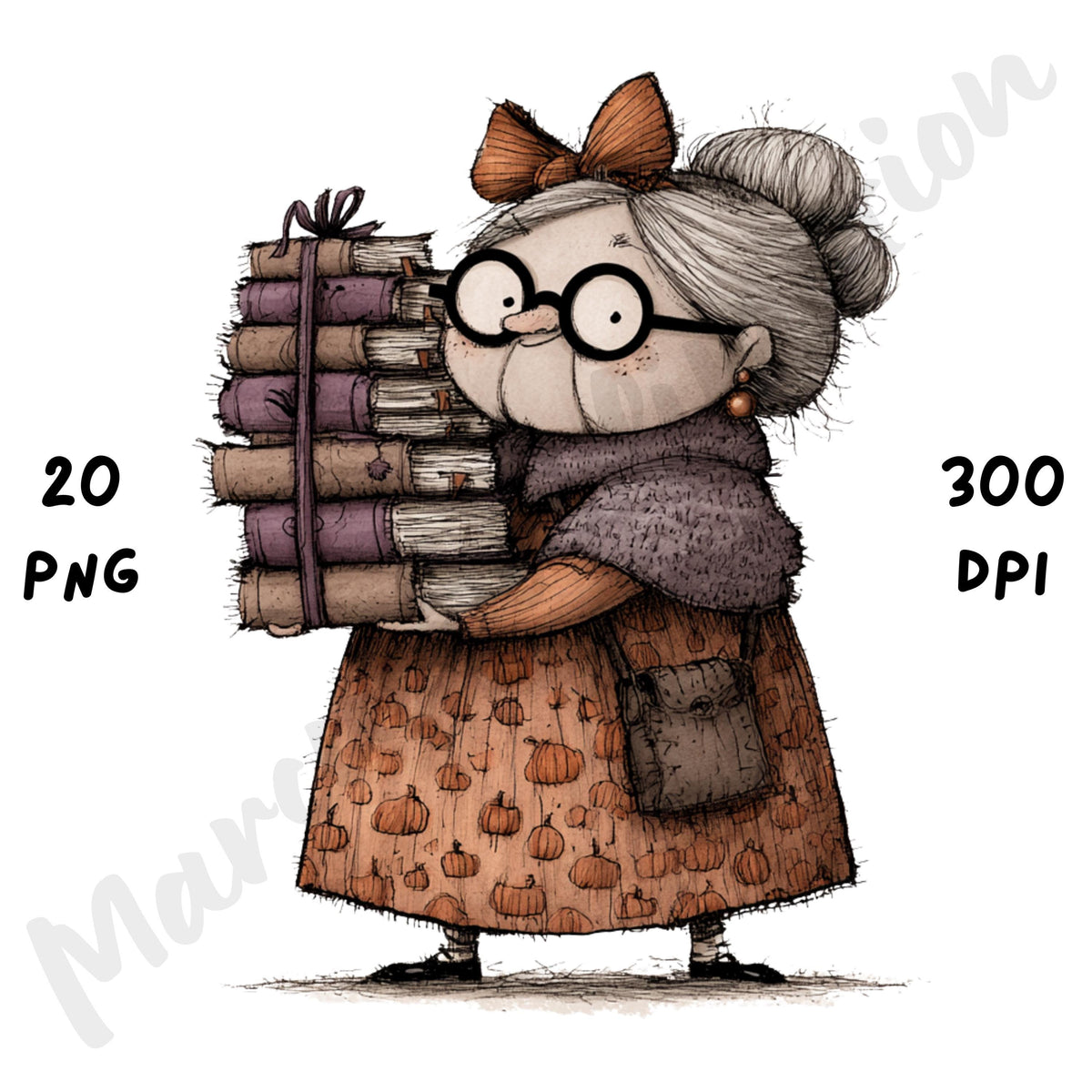 Whimsical Halloween Grandma Clipart