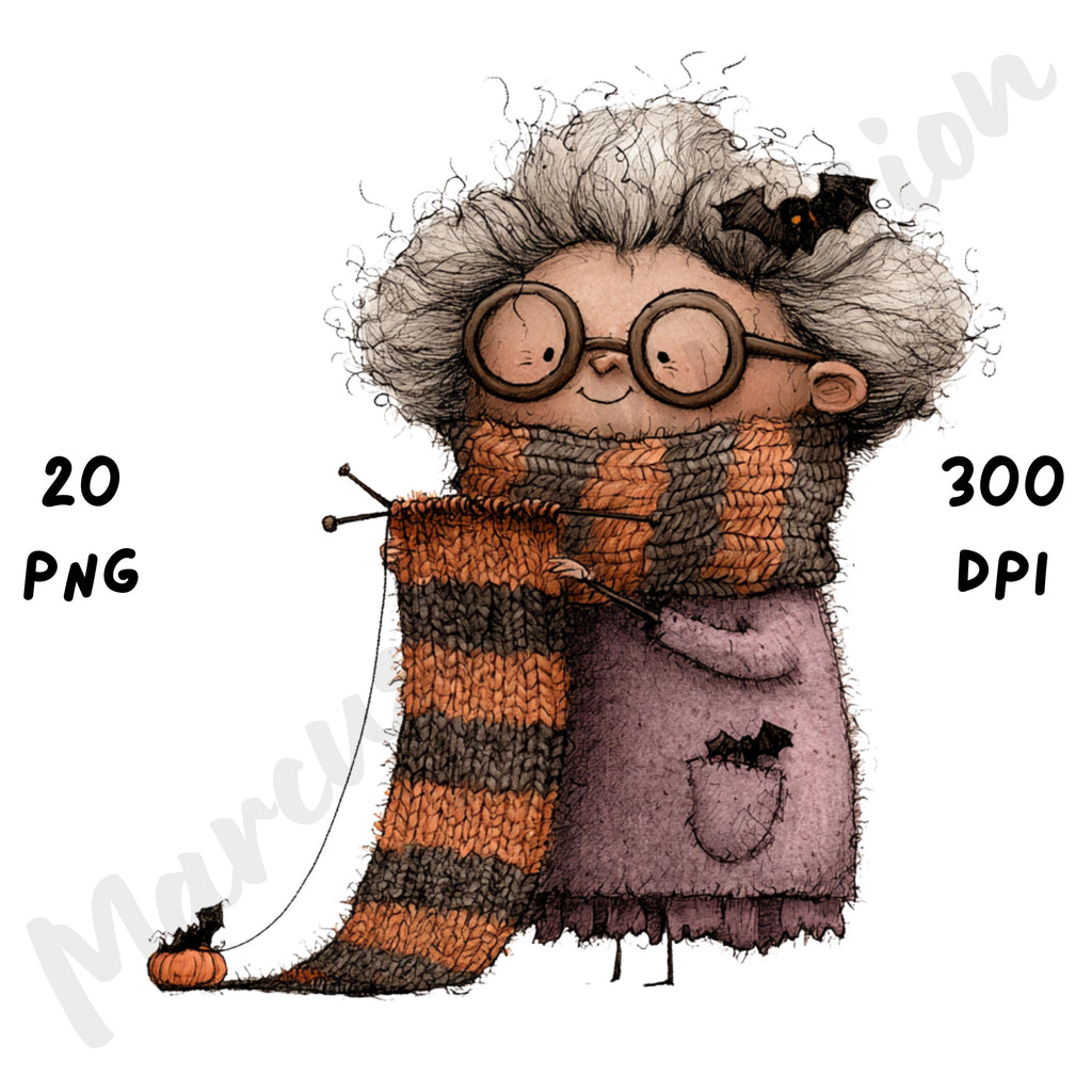 Whimsical Halloween Grandma Clipart
