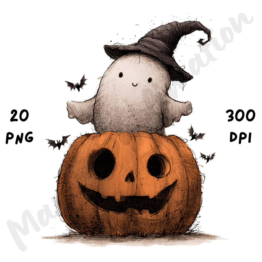 Whimsical Halloween Ghost Clipart