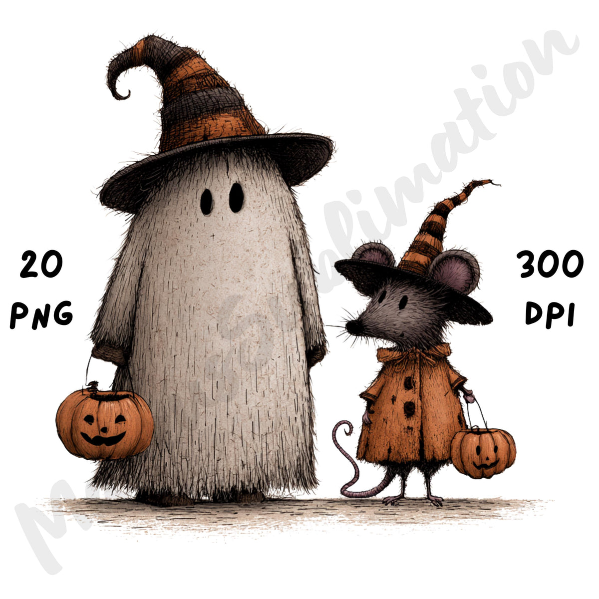 Whimsical Halloween Ghost Clipart