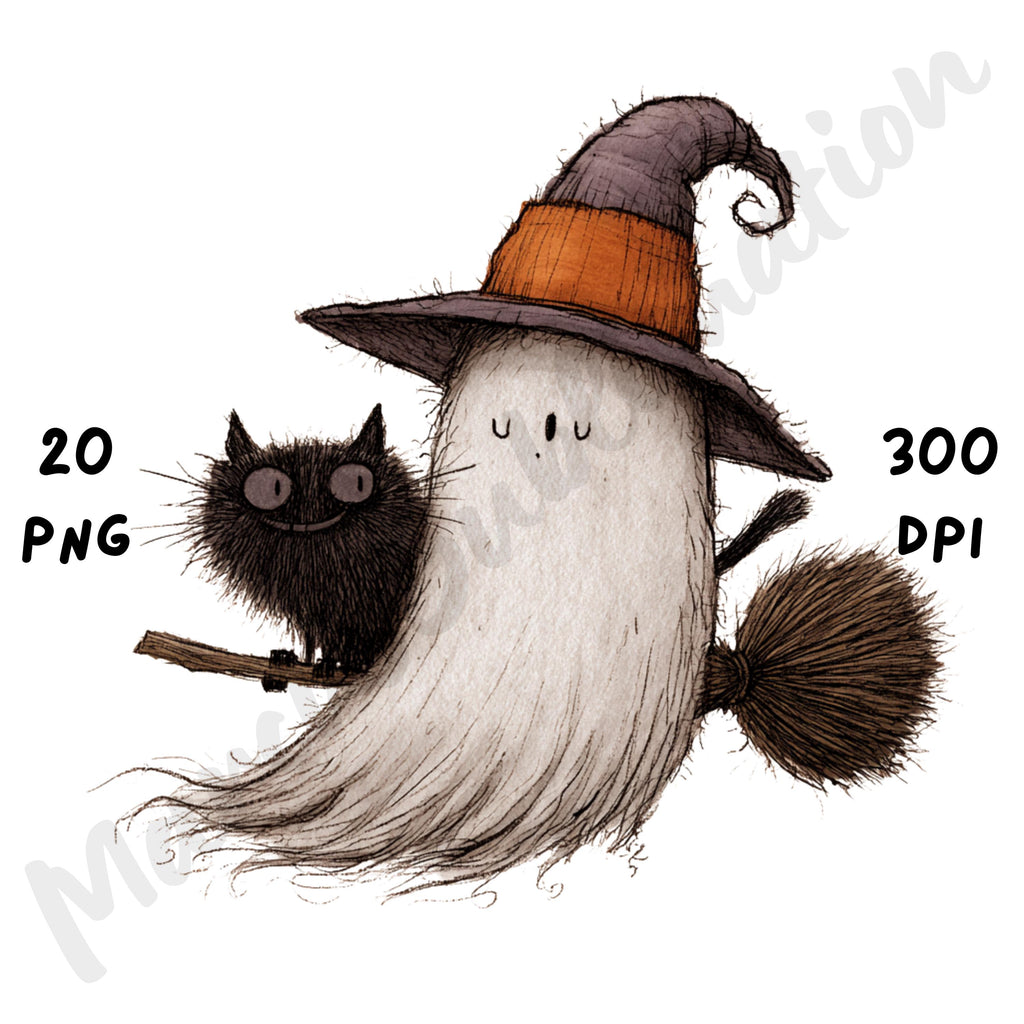 Whimsical Halloween Ghost Clipart