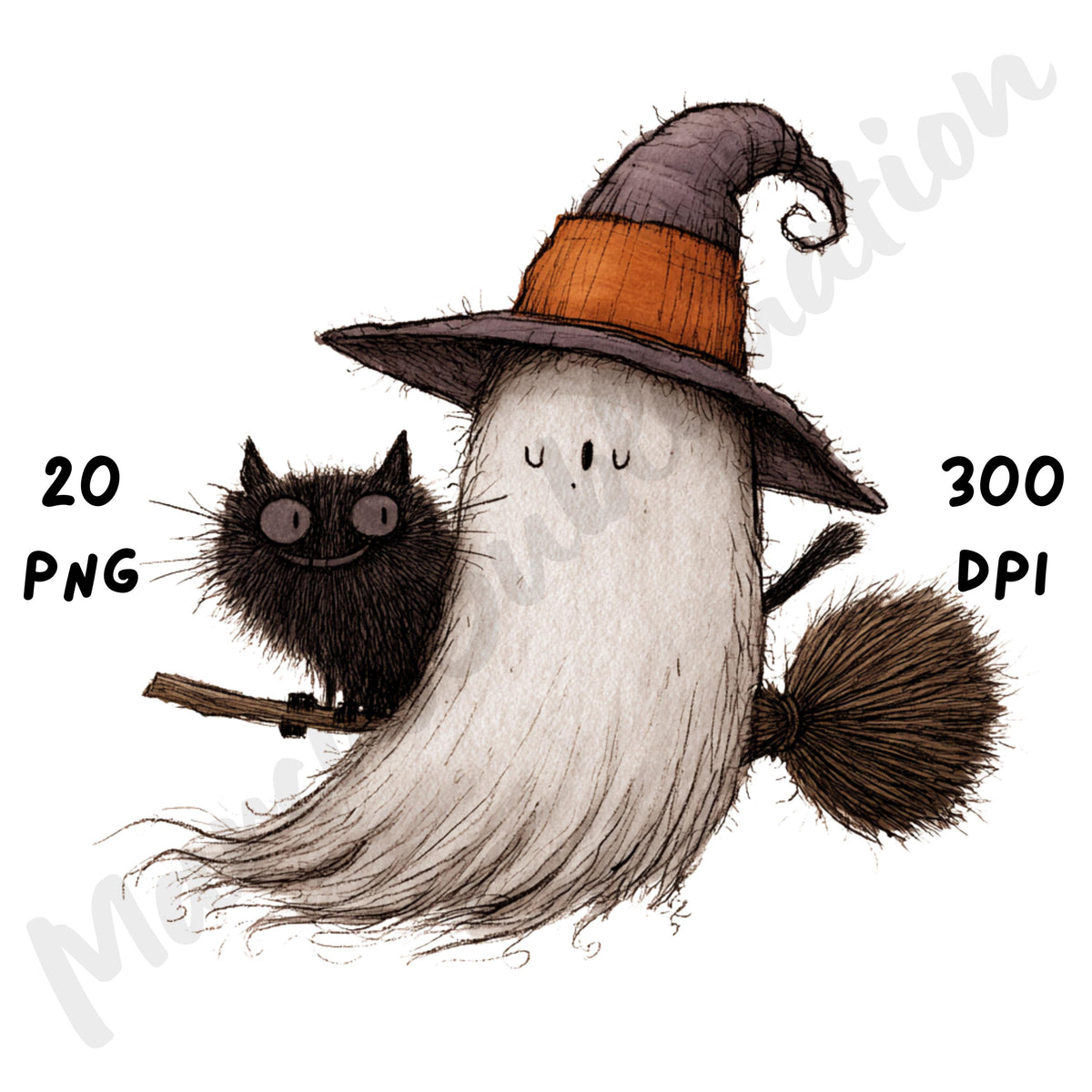 Whimsical Halloween Ghost Clipart