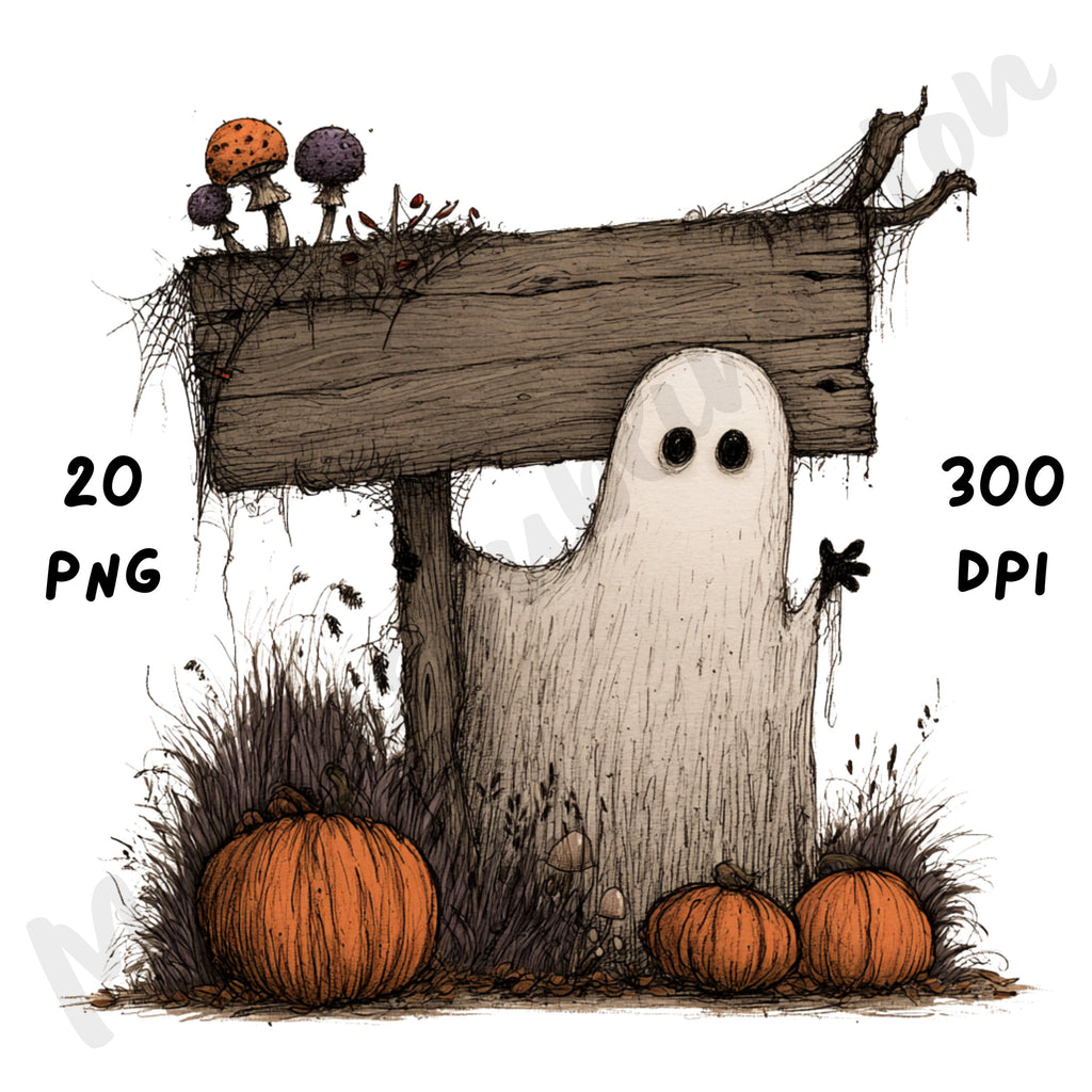 Whimsical Halloween Ghost Clipart