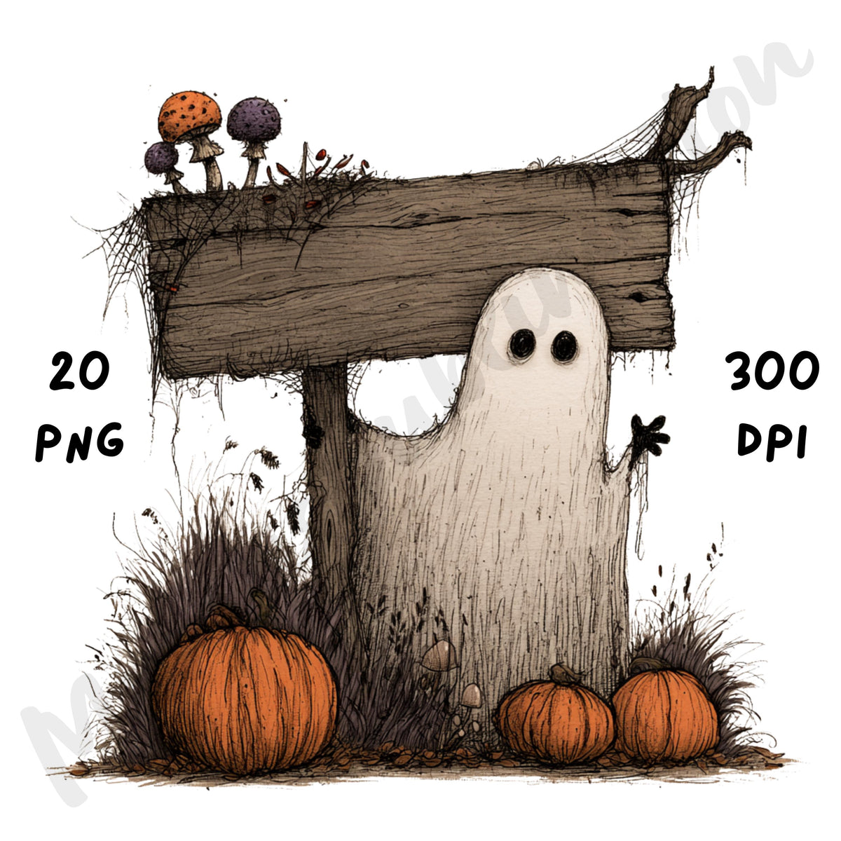 Whimsical Halloween Ghost Clipart