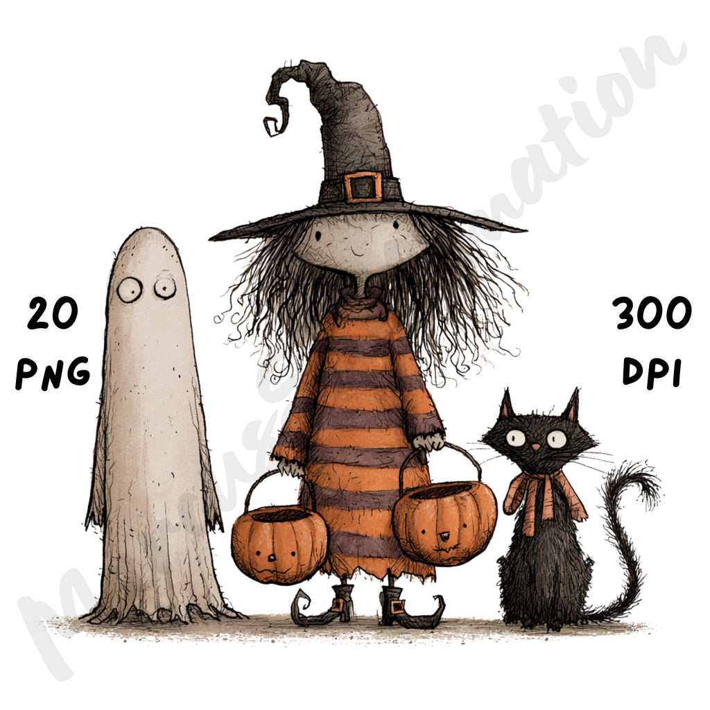 Whimsical Halloween Witch Clipart