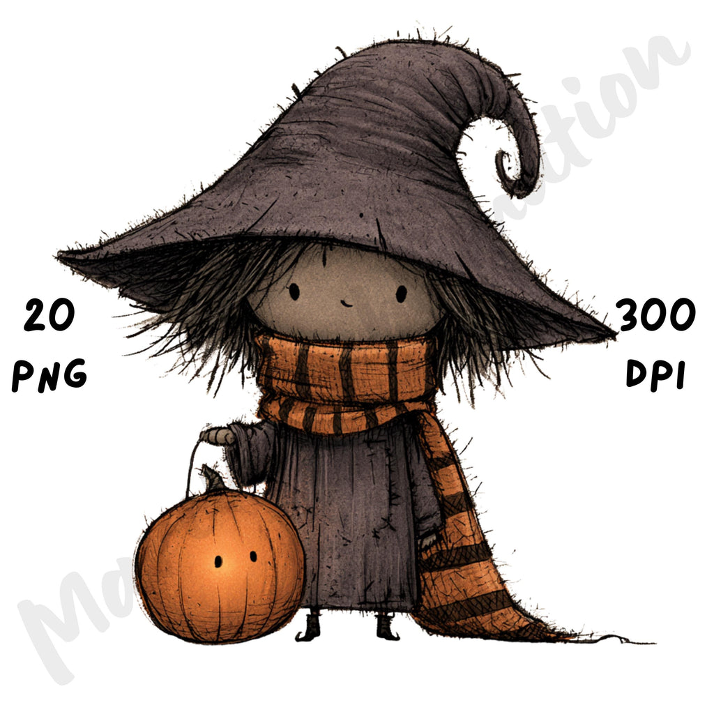 Whimsical Halloween Witch Clipart