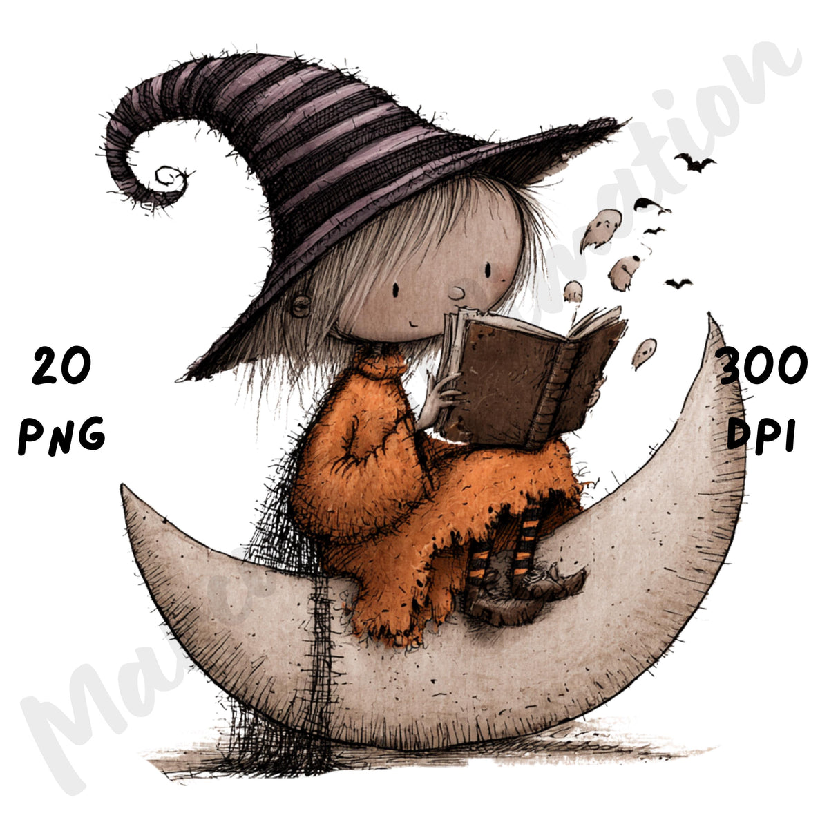 Whimsical Halloween Witch Clipart