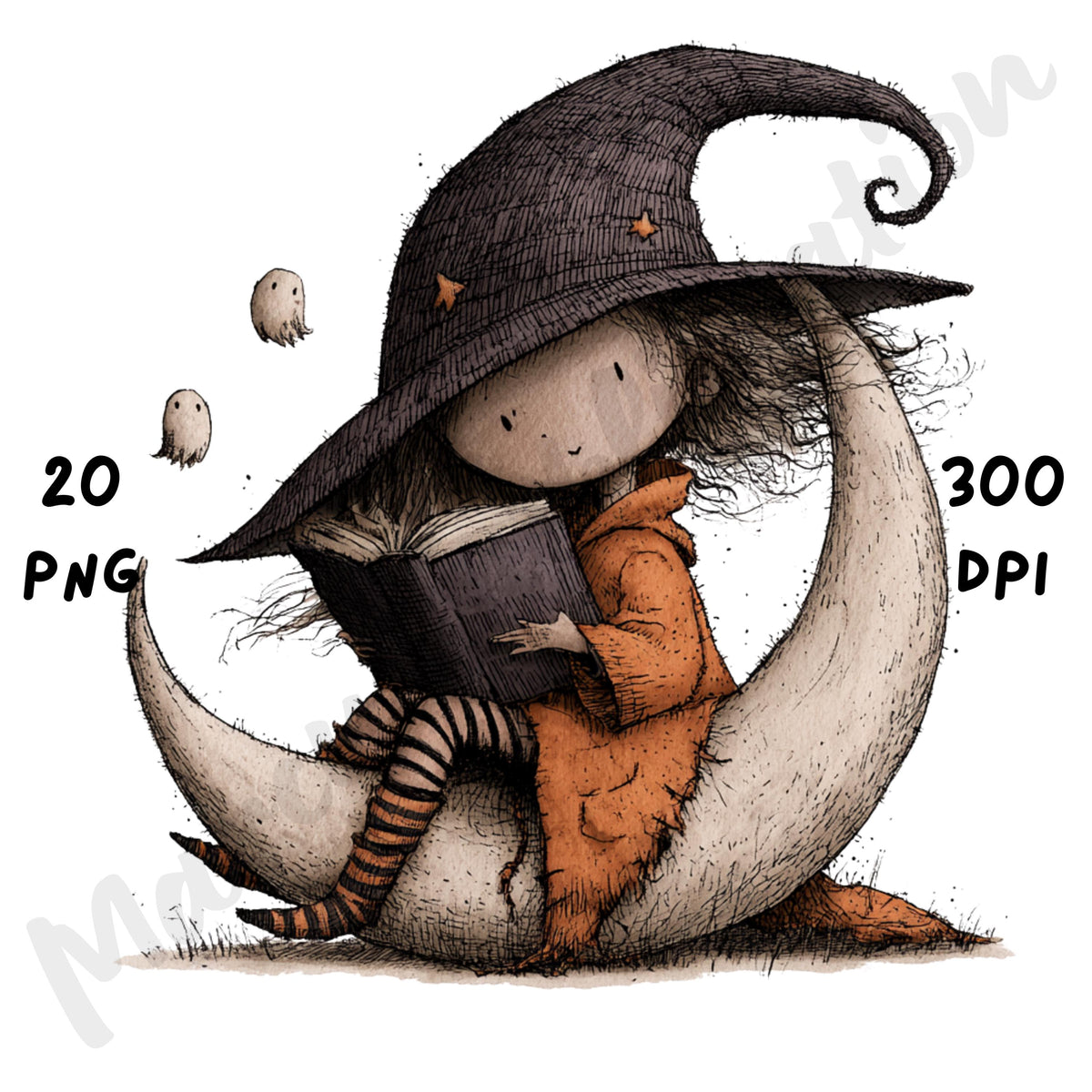 Whimsical Halloween Witch Clipart