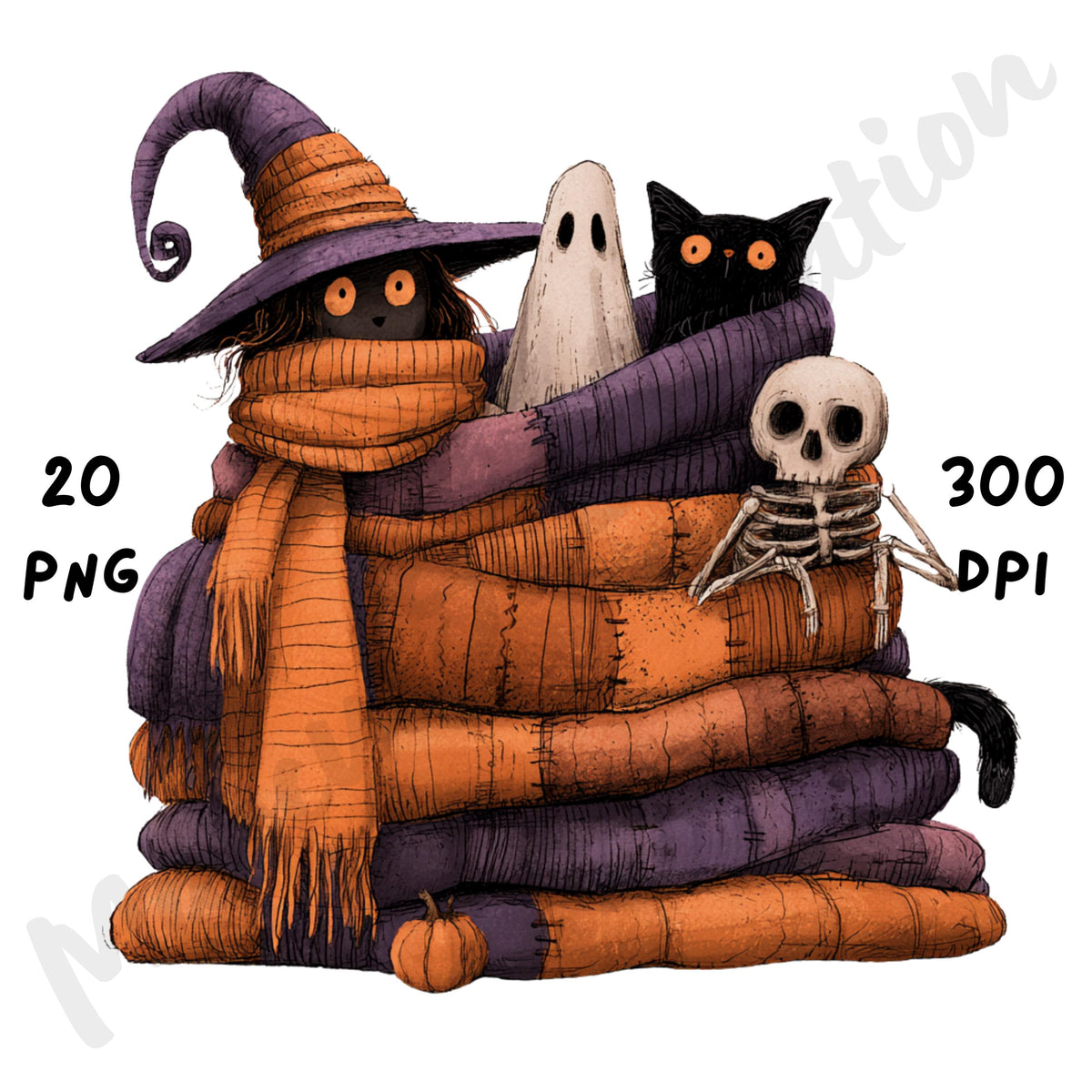 Whimsical Cozy Halloween Clipart
