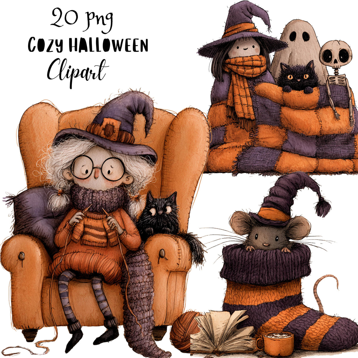 Whimsical Cozy Halloween Clipart