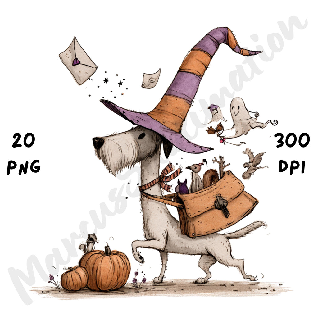Whimsical Halloween Dog Clipart