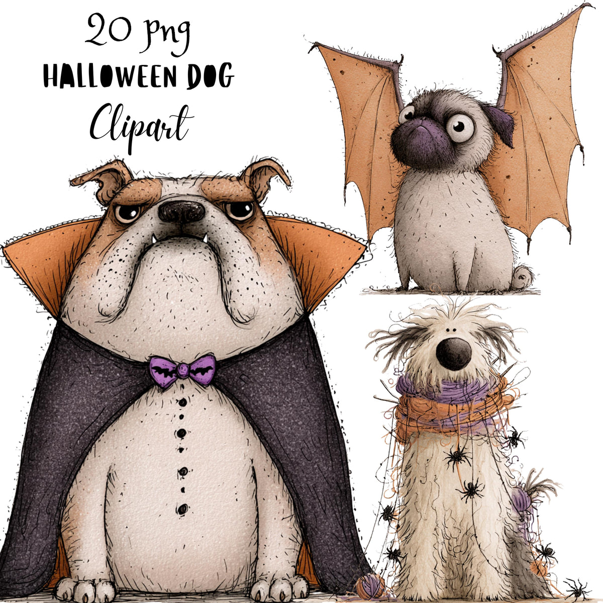 Whimsical Halloween Dog Clipart