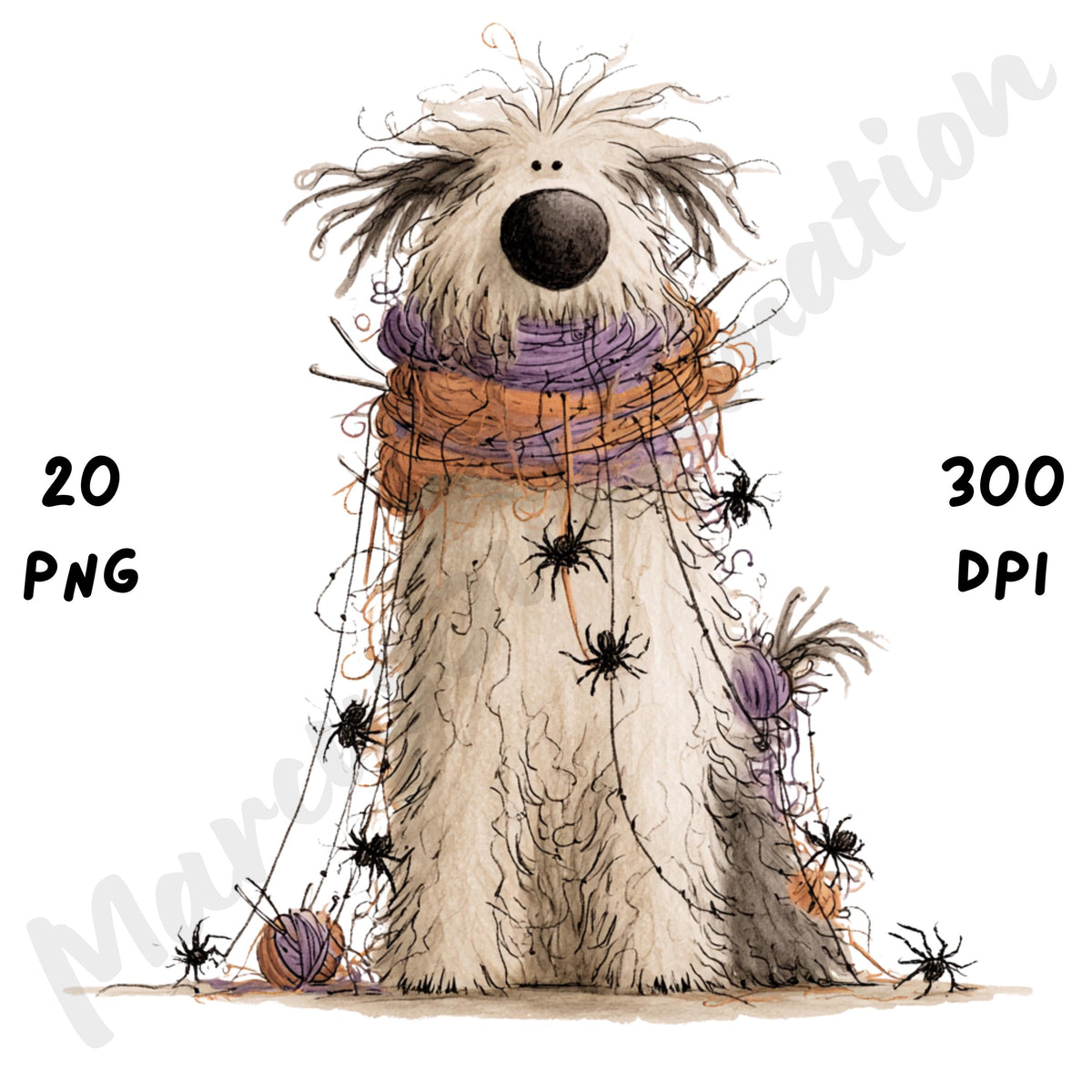 Whimsical Halloween Dog Clipart