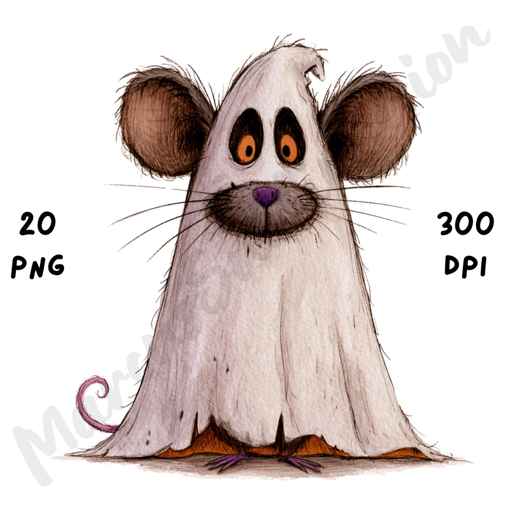 Whimsical Halloween Mouse Clipart